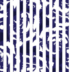 Blue Floral Striped Seamless Pattern Design