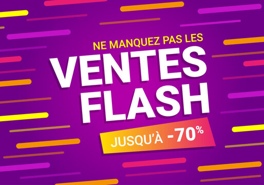 Banni&egrave;re de ventes flash, jusqu'&agrave; -70% Violet
