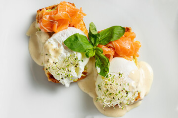 Toast with egg and salmon