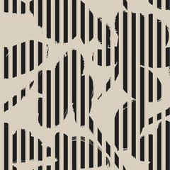 Neutral Colour Floral Striped Seamless Pattern Design