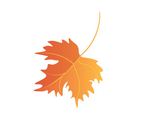 Concept Autumn forest leaf. This illustration is a flat, vector image with a cartoon design featuring an orange leaf, perfect for autumn. Vector illustration.