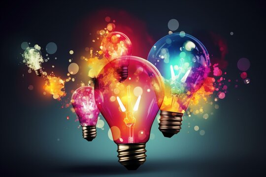 Creativity Ideas Brainstorm Communication Light Bulb Concept. Generative AI