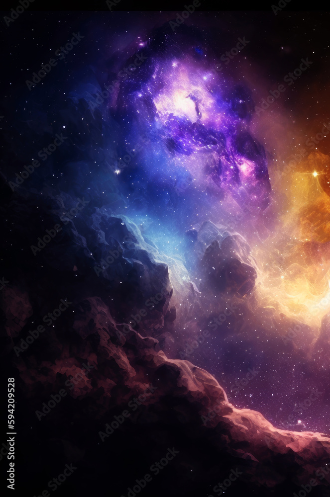 Poster cosmic space and stars, cosmic abstract background. generative ai.