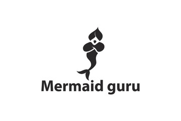 mermaid guru creative negative space logo design