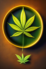 Marijuana leaves on brown background
