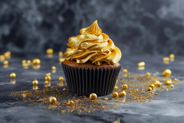 Tasty 3d cupcake. Super photo realistic background, generative ai illustration