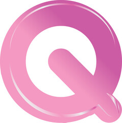 Pink bold alphabet letter Q