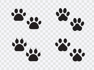 Fototapeta na wymiar Dog or cat footprint vector icon illustration, animal paw print isolated on transparent background.