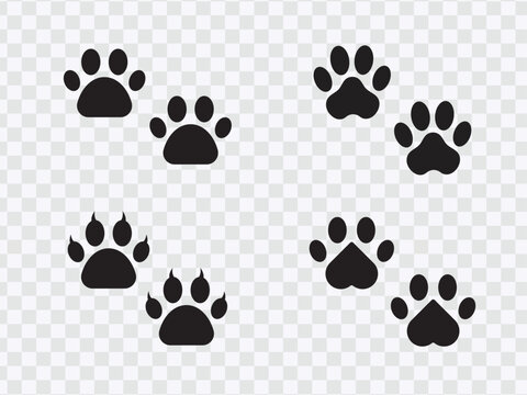 Dog or cat footprint vector icon illustration, animal paw print isolated on transparent background.
