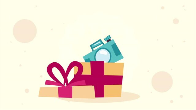 gift box present with camera animation