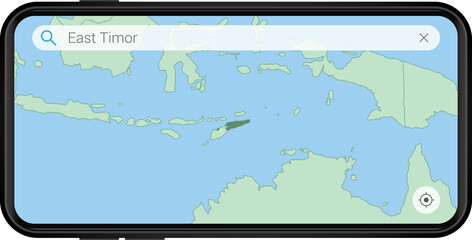 Searching map of East Timor in Cell phone.