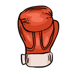 Cartoon red boxing glove icon, front and back. Isolated vector illustration
