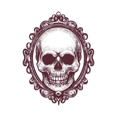 Vintage logo of a skull. an old-school logo of a skeleton. Aesthetic retro logo for Halloween isolated on white background. vector logo.