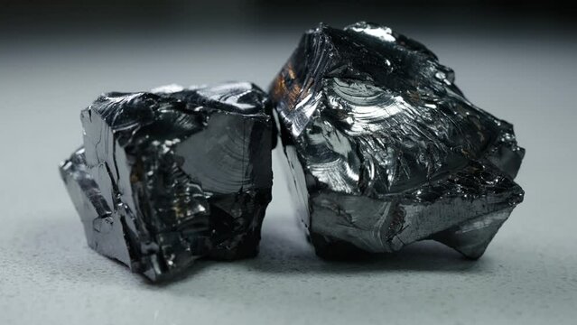 4k 30p Russian Elite Shungite Crystal Stone. Macro nature crystal gemstone high-quality product shots.