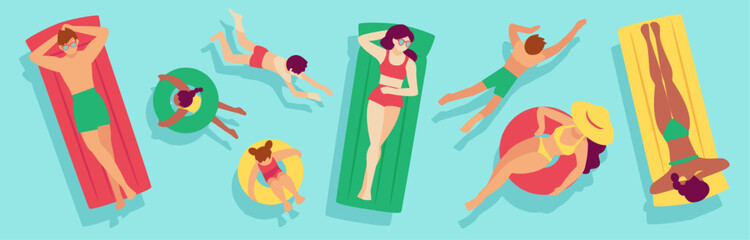 People enjoying summer in the sea or pool