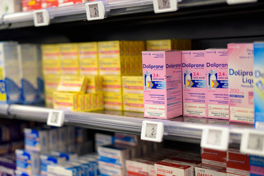 view of the famous analgesic doliprane in pharmacies