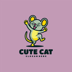 cute cat logo vector cartoon illustration