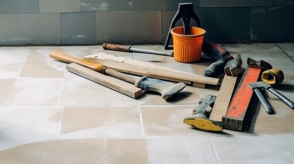 repair, tools lie on a wooden table