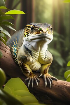 A picture of lizard in the Forest, Amazon Forest. Generative AI 