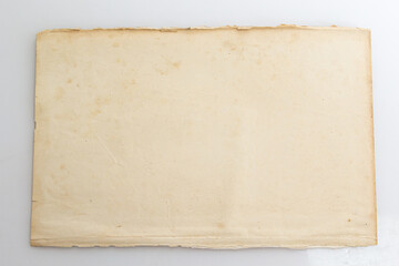Blank book vintage sheet of paper yellowed by time. The concept of reading literature, education...