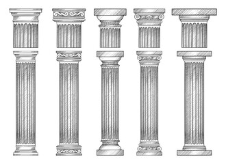 Ancient columns vector design illustration isolated on background