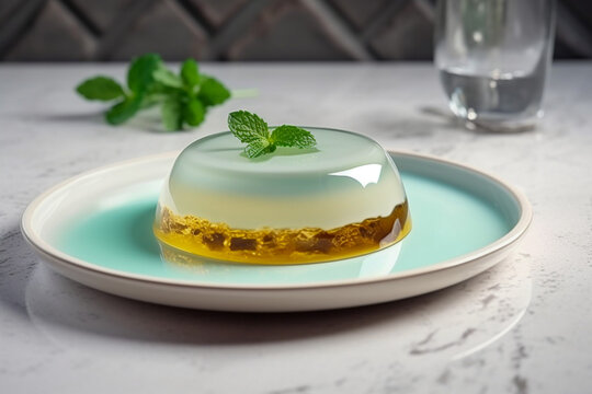 Tasty panna cotta dessert. Super photo realistic background. Generative ai illustration