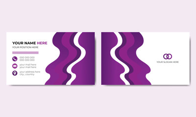 Purple business card design, modern and creative corporate double sided business card design .