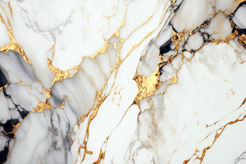 White and gold marble background. AI

