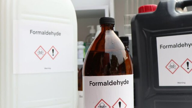 Formaldehyde, Hazardous chemicals and symbols on containers, chemical in industry or laboratory 