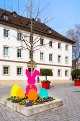 Easter decoration in Nagold city center in spring, Baden Württemberg, Black Forest