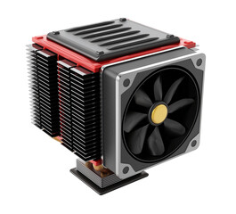 Fototapeta premium Computer CPU fan and heatsink isolated on transparent background. 3D illustration
