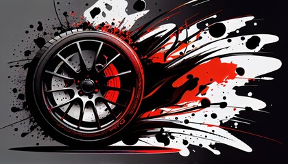 Abstract background with racing tire. Concept: speed and motorsports. Generative AI