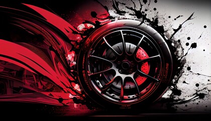 Abstract background with racing tire. Concept: speed and motorsports. Generative AI