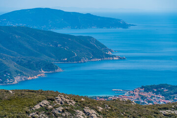 Fototapeta na wymiar Coastline of Elba island in springtime