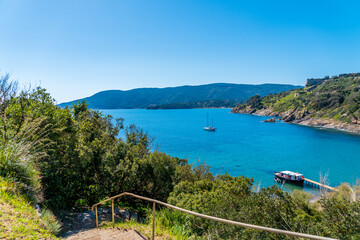 Naklejka premium Coastline of Elba island in springtime