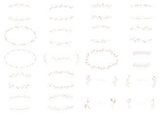 パステル虹色の楕円フレームセット