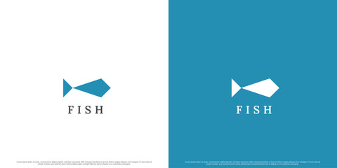 Simple fish modern logo design illustration. Simple minimalist flat fish geometric abstract silhouette. Perfect for fish market company business web app icon. Creative symbol fish form triangle.