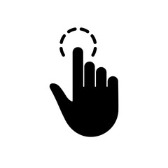 Touch Gesture, Hand Cursor for Computer Mouse Silhouette Icon. Click Press Double Tap Touch Swipe Point on Cyberspace Website Sign. Pointer Finger Black Glyph Pictogram. Isolated Vector Illustration