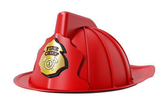 Fireman hat isolated on transparent background.. 3D illustration