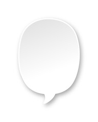 White 3D paper speech bubble. Simple minimal thought balloon infographic design element