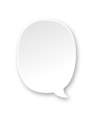 White 3D paper speech bubble. Simple minimal thought balloon infographic design element