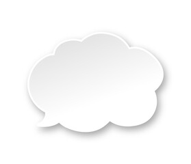 Fototapeta premium White 3D paper speech bubble cloud. Simple minimal thought balloon infographic design element
