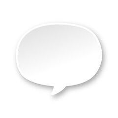 White 3D paper speech bubble. Simple minimal thought balloon infographic design element