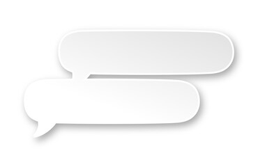 White 3D paper speech bubble. Multiple conversation dialogue template. Simple minimal thought balloon infographic design element