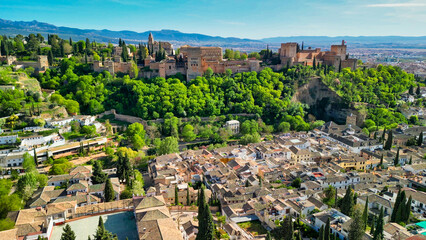 Granada, Andalusia. Aerial view of the city homes and streets