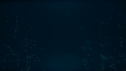 Abstract beautiful geometric background with moving lines, dots and triangles. Glittering Particles With Bokeh. Slow motion.Plexus fantasy abstract technology.