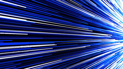 Abstract directional neon lines geometric background. Data flow. Optical fiber. Explosion star. Blue modern light spectrum, fluorescent ultraviolet light.