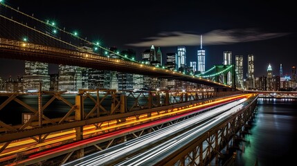 Fototapeta na wymiar city bridge at night, ai generative