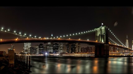 Fototapeta premium city bridge at night, ai generative