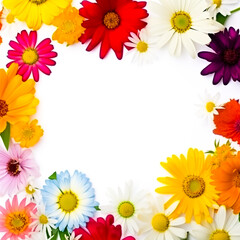 Wildflowers on a white background, ideal for banners, shallow depth of field, Illustrative Generative AI